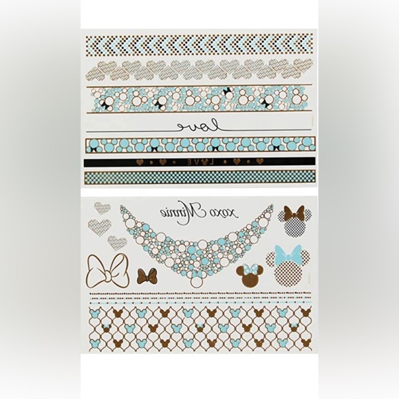 NEW Disney Minnie Mouse Jewelry Inspired Tattoo Junkee Pack of 2 Sheets Gold - Picture 3 of 3